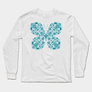 Paisley Teal Butterfly Long Sleeve T-Shirt